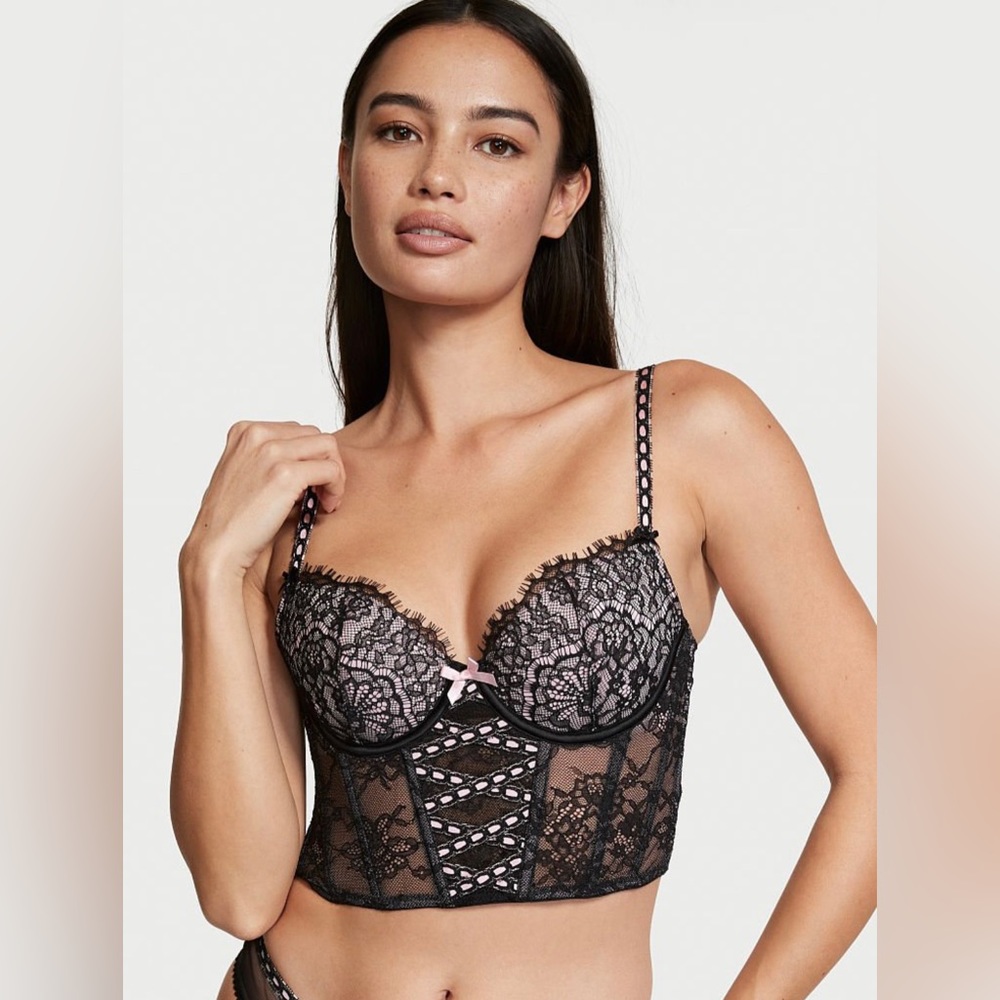 NEW! Victoria's Secret Dream Angels Lightly Lined Lace Up Corset Top sz S-DD